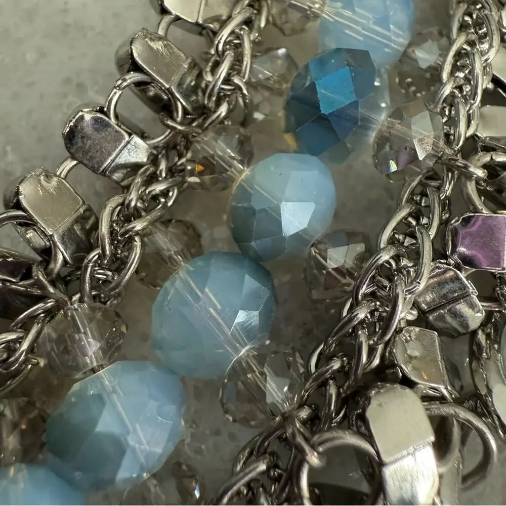 Simply Vera Wang Crystal statement necklace NWT silver tone blue - Picture 4 of 4